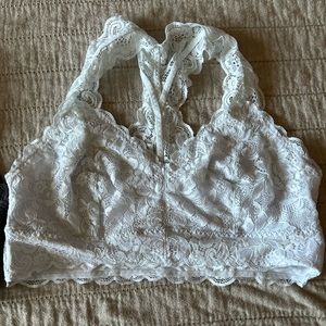 grey and white bralette